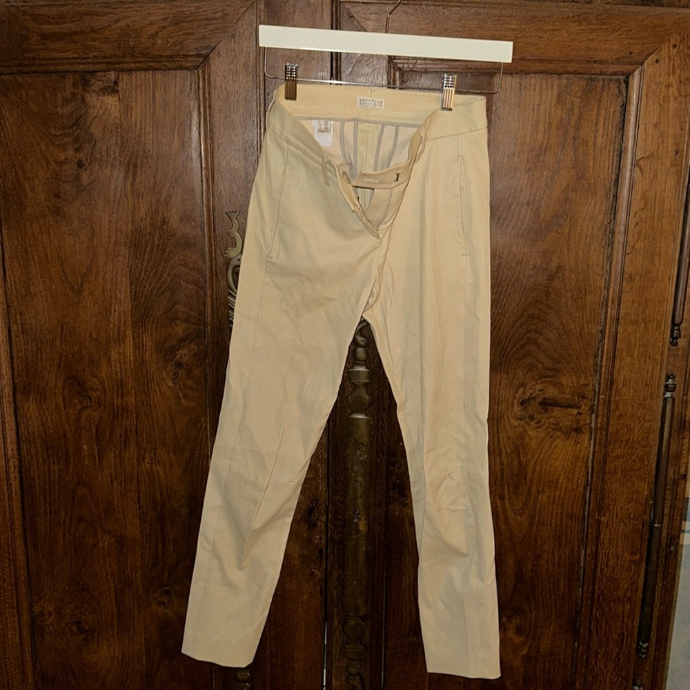 Brunello cucinelli leather pants with small rips